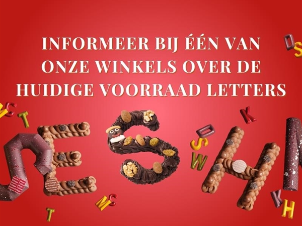 Chocoladeletters verkrijgbaar in winkels